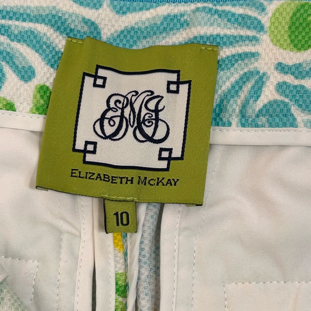 Elizabeth McKay Tropical Print Tailored Resort Shorts Size 10 Coastal Preppy - Picture 10 of 15
